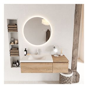 Mondiaz Bukla 120cm badmeubel met module 40 kleur washed oak met 2 lades wastafel links 1 kraangat kleur talc