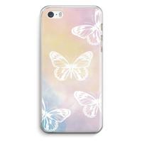 White butterfly: iPhone 5 / 5S / SE Transparant Hoesje