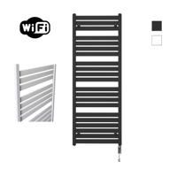 Elektrische Radiator Sanicare HWV - Moda Met Wifi 160x60 cm Mat Zwart 1159W Met Thermostaat Chroom Rechtsonder Sanicare