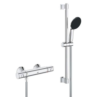 GROHE Precision Start Doucheset - thermostatische douchekraan - met glijstangset - 60cm - ronde handdouche - 1 straalsoort - gladde doucheslang - chroom 34597001