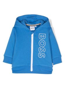 BOSS Kidswear hoodie zippé à logo imprimé - Bleu