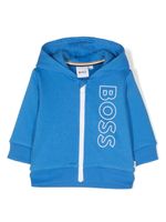 BOSS Kidswear hoodie zippé à logo imprimé - Bleu