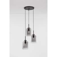 Lyora HanglampVelor 3-lichts zwart rond - 9236710