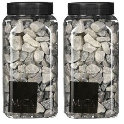 2x Decoratie/hobby steentjes licht grijs 650 ml