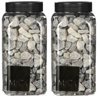 2x Decoratie/hobby steentjes licht grijs 650 ml