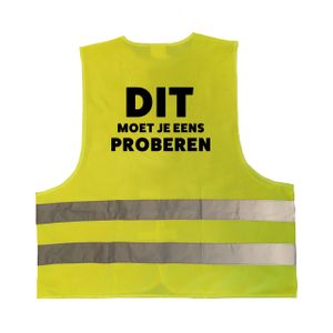 Dit moet je eens proberen vest / hesje geel met reflecterende strepen voor volwassenen