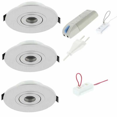 LED 3 inbouwspots 2.3W 2700K Verona dimbaar aluminium