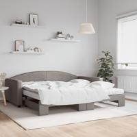 Slaapbank met onderschuifbed en matrassen 100x200 cm stof taupe