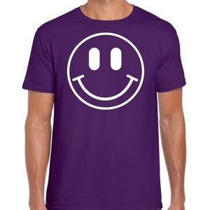 Verkleed T-shirt voor heren - Smile Emoticon - paars - carnaval - foute party - feestkleding