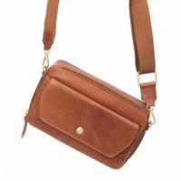 Dames leren schoudertas - cognac vintage - MŌSZ Naomi M Dames leren schoudertas - cognac vintage - MŌSZ Naomi M