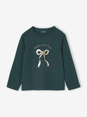 Meisjes-T-shirt met lange mouwen en metallic animatie dennen