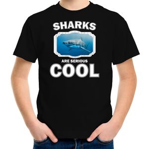 T-shirt sharks are serious cool zwart kinderen - haaien/ haai shirt