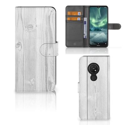 Nokia 7.2 | Nokia 6.2 | Book Style Case | White Wood