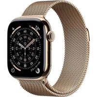 Apple Watch Series 11 GPS + Cellular - 42 mm - Gouden titanium kast - Gouden Milanese Loop-band
