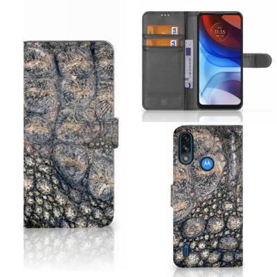 Motorola Moto E7i Power | E7 Power | Telefoonhoesje | Met pasjeshouder | Krokodillenprint