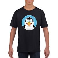 Dieren pinguin shirt zwart jongens en meisjes - thumbnail