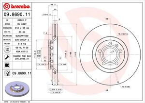 Remschijf BREMBO, Remschijftype: Binnen geventileerd, u.a. für Audi, VW, Skoda, Seat