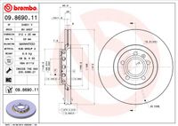 Remschijf BREMBO, Remschijftype: Binnen geventileerd, u.a. für Audi, VW, Skoda, Seat