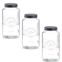Zeller voedsel voorraadpotten - 5x - Old Fashioned - glas - 12 x 23 cm - bewaarpot - 2 liter
