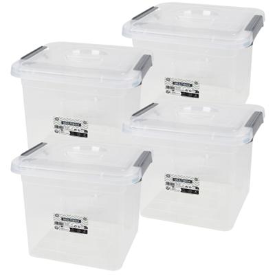 Urban Living Opberg box - 4x - 8 liter - 27 x 25 x 22cm - met deksel en clips - waterdicht