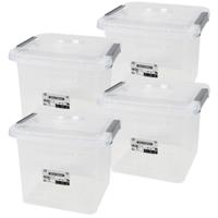 Urban Living Opberg box - 4x - 8 liter - 27 x 25 x 22cm - met deksel en clips - waterdicht
