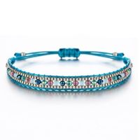 Touw armband voor dames met multicolor en turquoise kristallen