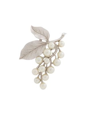 Susan Caplan Vintage broche à design de feuille - Argent