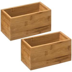 Set van 2x stuks 5five sieraden/make-up houder/box - 18 x 9 x 9,5 cm - bamboe hout - organizer bakje