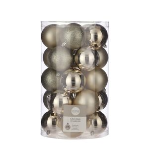 25x Kunststof kerstballen licht champagne 8 cm