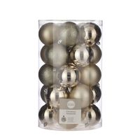 25x Kunststof kerstballen licht champagne 8 cm - thumbnail