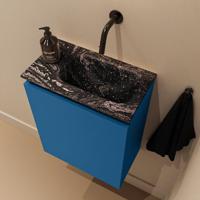 Toiletmeubel Mondiaz Ture Dlux | 40 cm | Meubelkleur Jeans | Eden wastafel Lava Rechts | Zonder kraangat