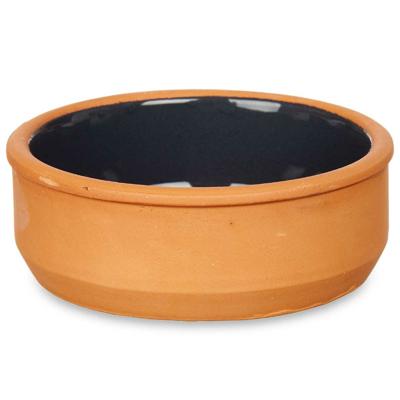 La Dehesa tapas/creme brulee schaaltje - 6x stuks - terracotta/zwart - 12 x 4 cm