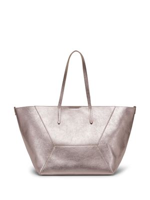 Brunello Cucinelli sac cabas en cuir à effet métallisé - Rose