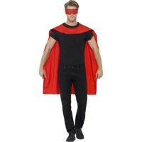 Smiffys Cape met oogmasker - verkleed kleding - voor volwassenen - rood