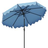 Parasol 270 cm Tuinparasol met Zwengel en Volant aan Beide Zijden 25° Knikbaar Terrasparasol met 8 Ribben Marktscherm voor Balkon Tuin Terras