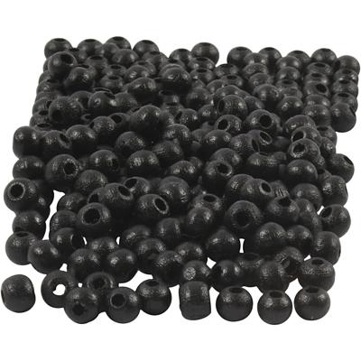 Creativ Company Houten kralen, d 5 mm, gatgrootte 1,5 mm, ca. 150 stuk, zwart, 6 gr/ 1 doos