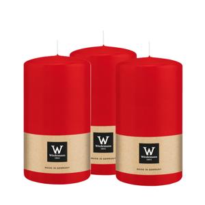 Cilinderkaars/stompkaars - 3x - rood - 13 x 7 cm - 52 branduren