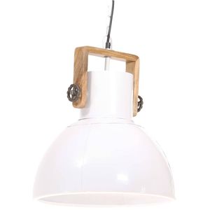 The Living Store Hanglamp Industriële Stijl Wit Bruin - 40x47 cm - 123 cm - E27 fitting - Max 25W