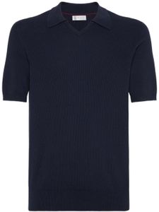 Brunello Cucinelli polo en maille nervurée - Bleu