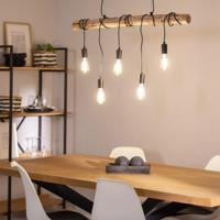 Hanglamp houten balk boomstam 'Yaris' E27 zwart 102cm Hanglamp houten balk boomstam 'Yaris' E27 zwart 102cm
