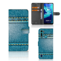 Motorola G8 Power Lite Wallet Case met Pasjes Jeans