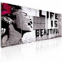 Schilderij - Banksy: Life is Beautiful , 5 luik  , rode bloem
