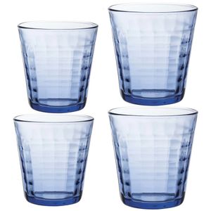 Set van 8 drinkglazen/waterglazen blauw 220/275 ml Prisme