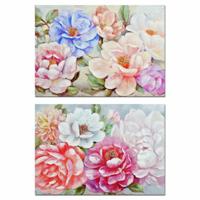 Schilderij DKD Home Decor Blommor (2 Stuks) (100 x 3 x 70 cm)
