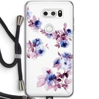 Waterverf bloemen: LG V30 Transparant Hoesje met koord
