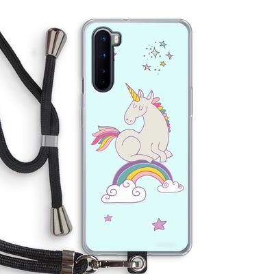 Regenboog eenhoorn: OnePlus Nord Transparant Hoesje met koord