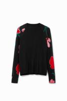Trui aquarel bloemen - BLACK - L