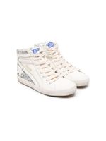 Golden Goose Kids baskets montantes en cuir à paillettes - Blanc