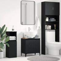 Wastafelkast met plank Zwart eiken 58 x 33 x 60 cm Bewerkt hout