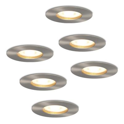 Set van 6 Bari LED Inbouwspots - 4 Watt 345 lumen - 2700K Warm Wit - GU10 - Dimbaar - Rond - IP65 Waterdicht - RVS - Voor binnen, buiten en badkamer